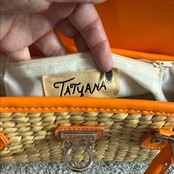 Orange and Tan Woven Handbag - Picture 5 of 5